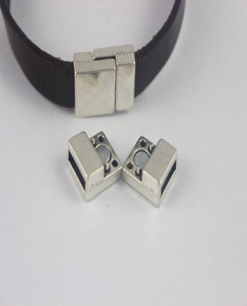 

5 sets 10mm flat antique silver magnetic clasp for flat leather bracelet jewelry accessories2844615