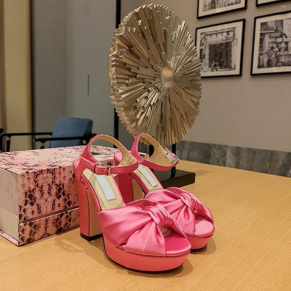 

sandals 2023 spring and summer silk bow sky-high women's shoes super high heel waterproof platform thick open-toe, Black