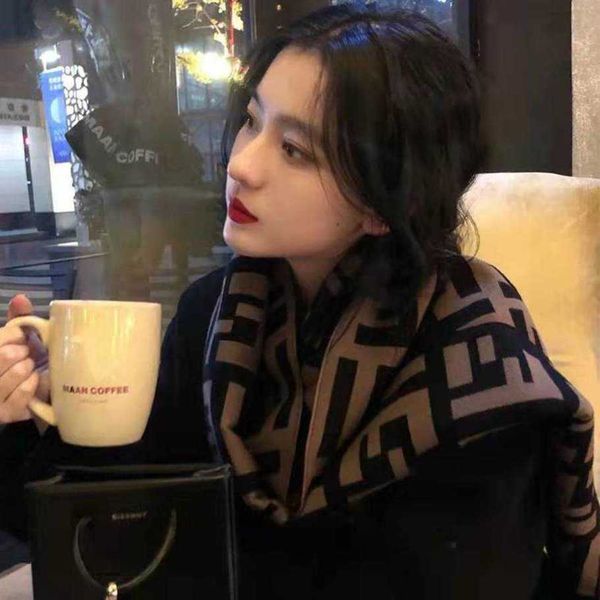 

classic designer cashmere warm scarf scarf women's winter korean edition versatile new imitation cashmere spring and autumn shawl with, Blue;gray