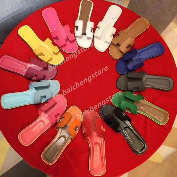 

2023 comfortable women brand sandals designer slippers flat flip flops crocodile skin slide ladies beach sandal summer with box 34-43 b5, White;red