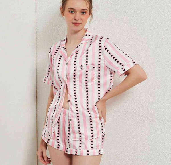 

bla heart pajamas for women two piece set pajamas sleepwear satin silk shorts summer pjamas home suit 2022 drop j22073021642071659484
