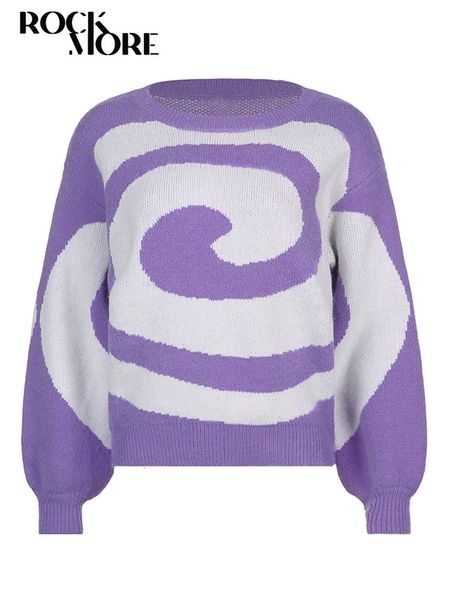 

women's sweaters rockmore swirl sweater autumn aesthetic knitted pullovers e girl casual long sleeve oneck jumper vintage grunge 230803, White;black