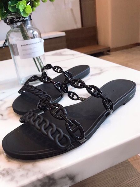 

luxury beach sandals classic genuine leather slippers designer slides women flat slide flip flops crocodile skin sandal womens shoes 0802, Black