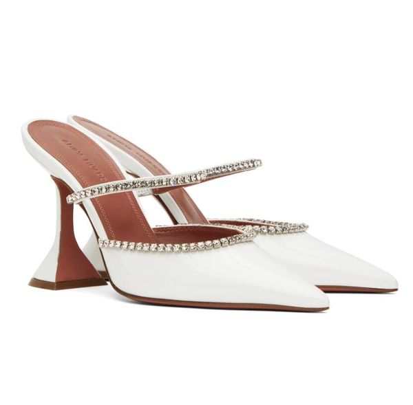 

famous gilda amina muaddi women sandals shoes crystal-embellishments straps mules party dress high heels lady walking eu35-42, Black