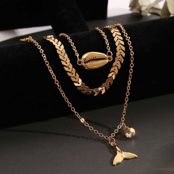 

guoxiu selling new summer beach fish tail shell water diamond feet chain small design women's multi layered, Red;blue