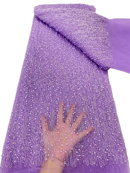 

tulle lace fabric nigerian women 5 yards birthday banquet part dress for ladies beaded dentelle net textile sewing craft formal apparel yq-4, Black;white