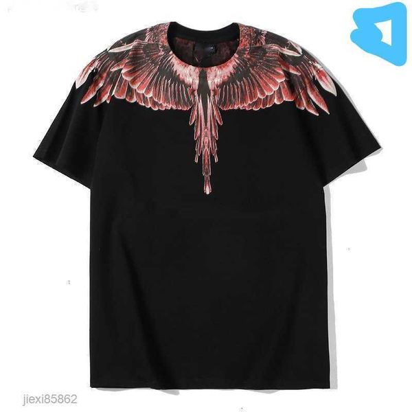 

chaopai mb wing men's and women's t-shirt marcelo classic printed feather short sleeve summerbfy3 3665, White;black