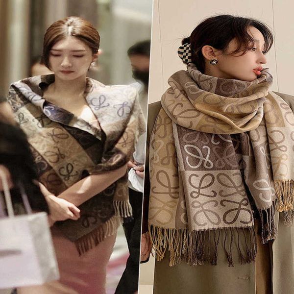 

classic designer new imitation cashmere scarf for women's live broadcast in autumn and winter korean version thickened double-sided war, Blue;gray