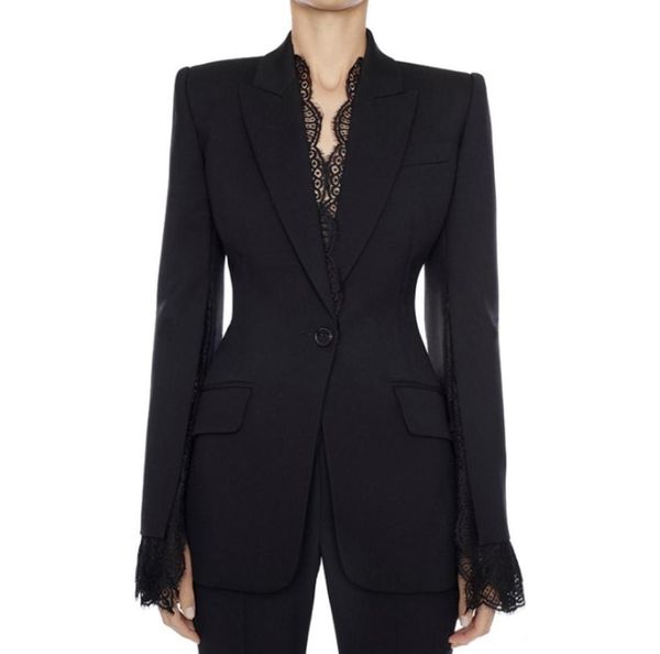 

premium new style original design women039s personality lace slim blazer split sleeve one button jacket coat outwea2907679, White;black