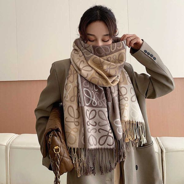 

classic designer cashmere warm scarf new roewe scarf women's winter double sided warm imitation cashmere shawl with high end network re, Blue;gray