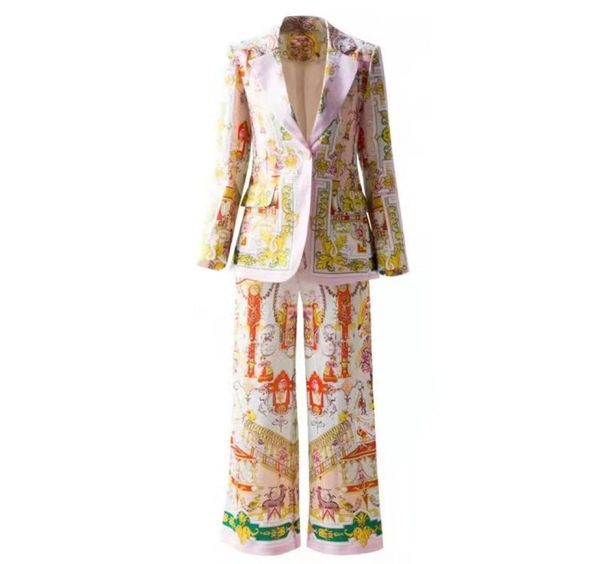 

highquality suits print a button blazer wild legs pants271q01325590, White;black
