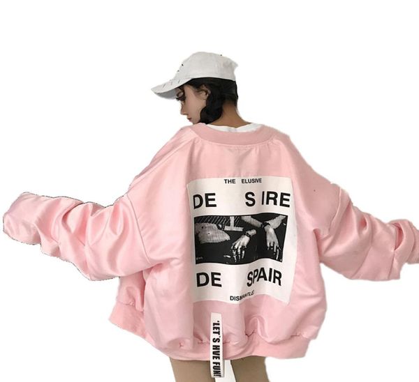 

spring loose large size female windbreaker be jacket harajuku bomber jacket student bf coat oversize jacket basic coats l181009742394, Black;brown