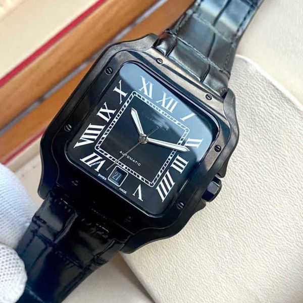

designer santos watch for men mechanical movement watches sapphire mirror date uhr montre carter with box perfect gift c52m, Slivery;golden