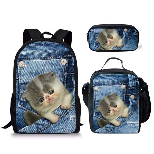 

cat and dog series book bag pen bag set lunch bag pen bag cartoon bag 230815