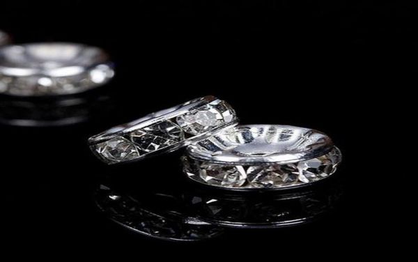 

300pcslot silver crystal rhinestone rondelle spacer beads diy 6mm 8mm charms for jewelry making6087263, Black