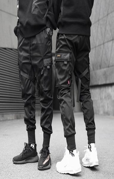 

men039s pants side pockets hip hop patchwork cargo fashion trousers5140446, Black