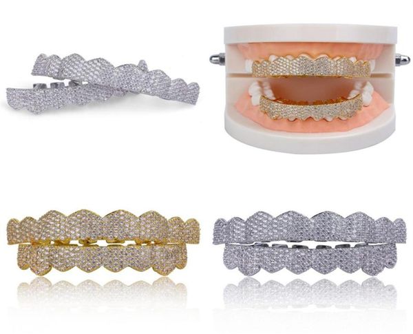 

hip hop mens diamond dientes grillz teeth gold silver luxury designer iced out grills hiphop rapper men fashion jewlery accessorie8460534, Black