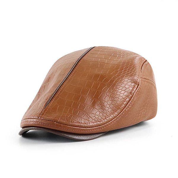 

stingy brim hats 2022 winter man new design beret lady pu newsboy cap male warm leather ivy hats 55-59cm j230802, Blue;gray