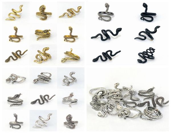 

wholesale 100pcs alloy rings black gold silver mix punk vintage charm gifts wome men cool party jewelry lots1694741
