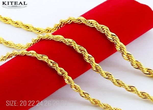 

24k gold color filled 3 4 5 6mm rope necklace chain for menwomen bracelet golden jewelry accessories chokers1809553, Golden;silver
