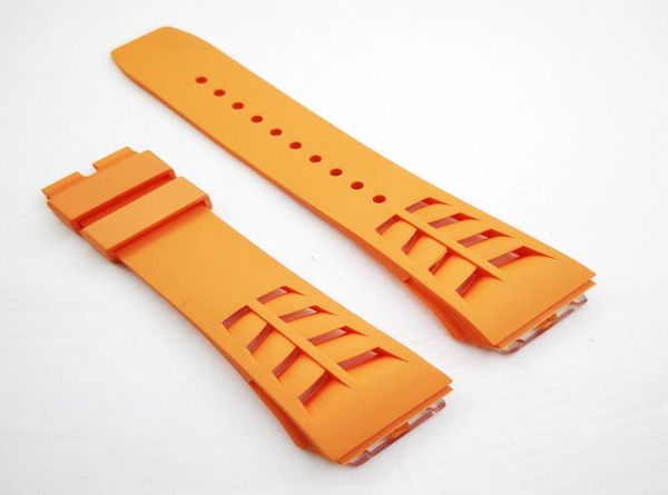

25mm 20mm orange luxury siliconerubber strap band for richad mile rm011 rm5003016827427, Black;brown
