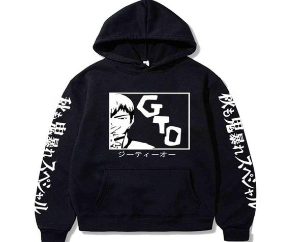 

funny anime great teacher onizuka gto printed hoodie harajuku long sleeve pullover homme y11212061878, Black