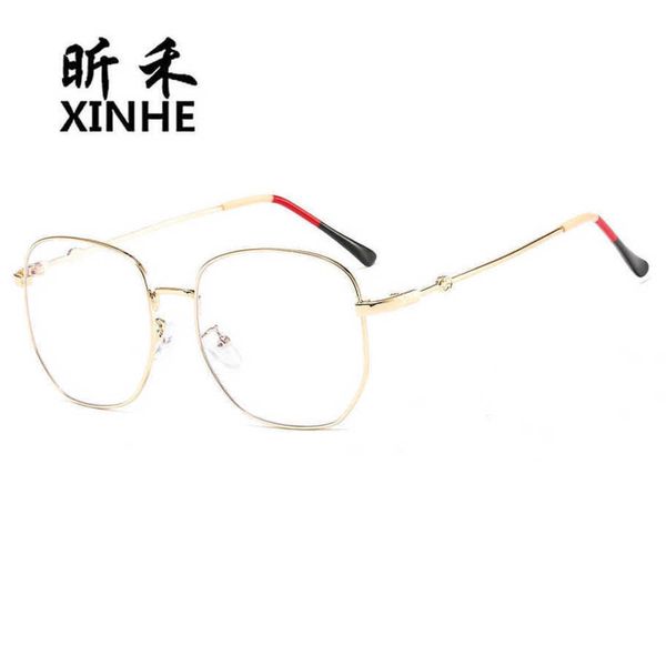 

2023 new luxury designer sunglasses ni ni's same style plain face glasses fashion metal flat mirror popular network red ins eyeglass fr, White;black