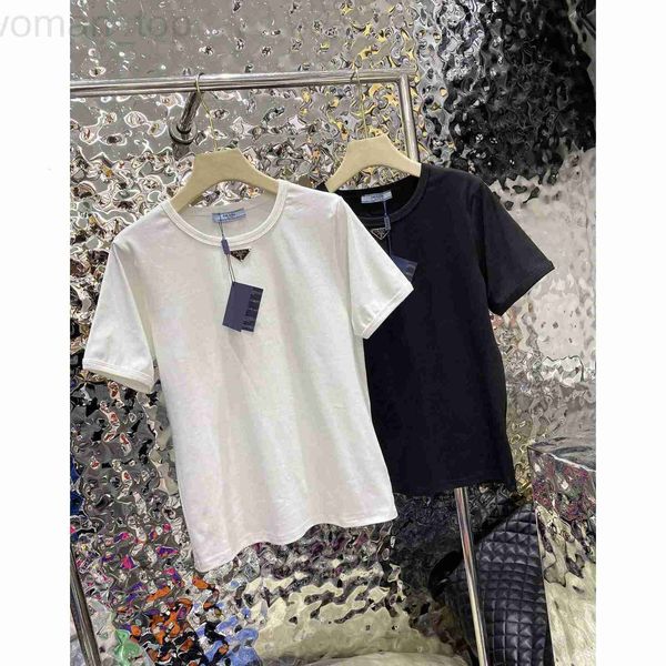 

women's t-shirt designer home p 23 early spring new classic triangle decoration simple small edition casual versatile short sleeve owgo, White