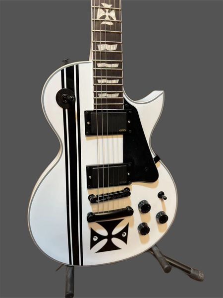 

white electric guitar, factory solid wood active pickup electric guitar