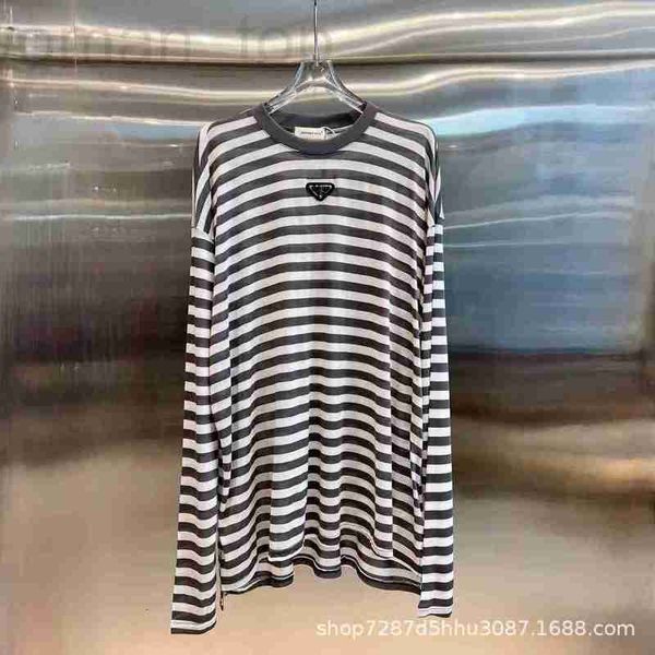 

women's t-shirt designer p family 23 summer new chest triangle punctuation with classic stripe splice fashionable and casual osg5, White