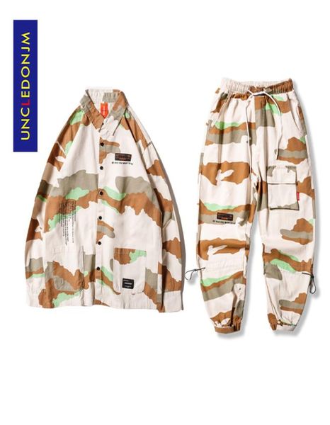 

uncledonjm 2 pieces sets men shirt tracksuit men set camouflage pants streetwear joggers pants mens clothing hip hop dv26220 x0125788026, Gray