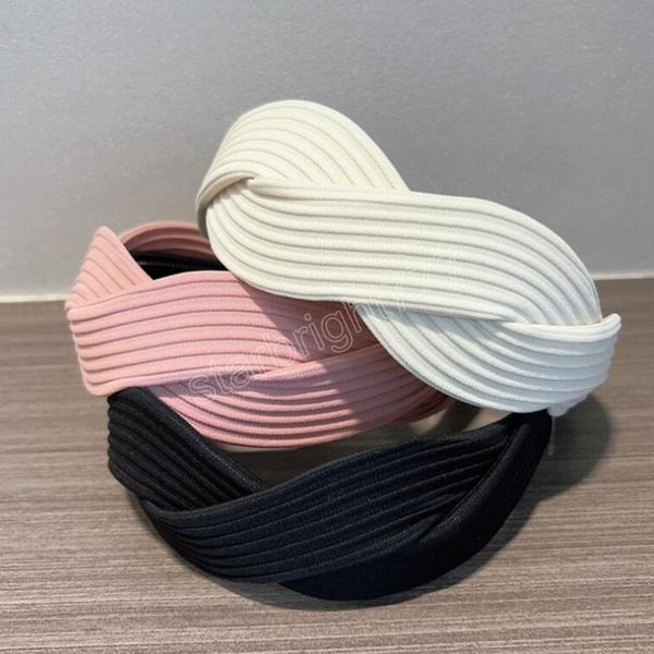 

new fashion hair accessories for women wide side braided headband casual solid color turban autumn hairband, Slivery;white