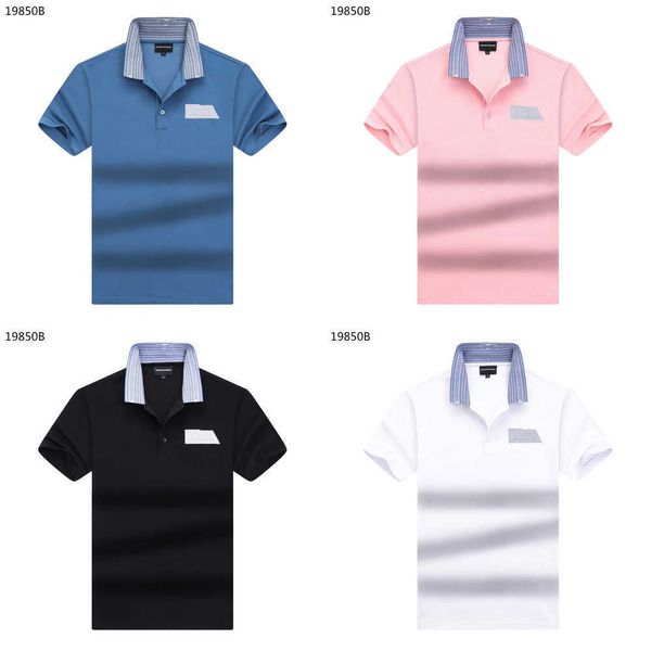 

2023 new short sleeve t-shirt fashion business gentleman pure cotton polo shirt men's collar half casual 5da8, White;black