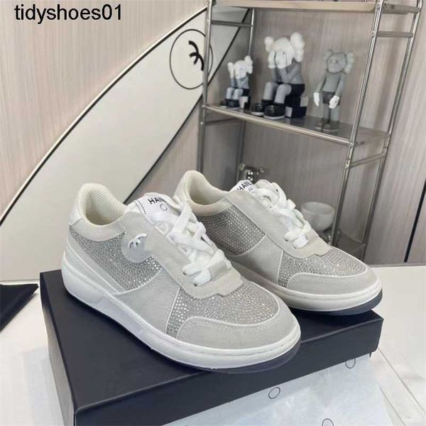 

channel diamond board shoes 2023 summer new casual versatile spliced smooth small white shoes sports running shoes, Black