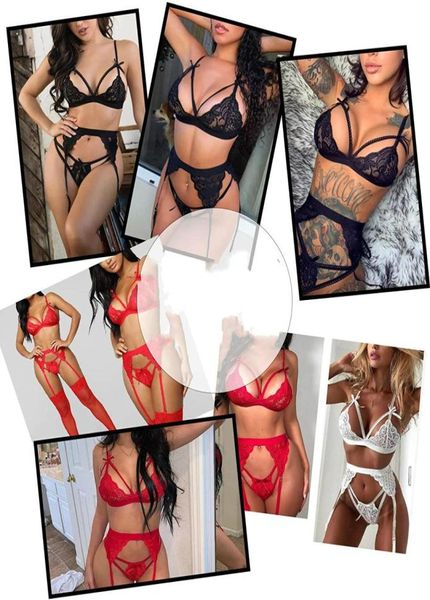 

women lingerie set lace teddy strap babydoll bodysuit with garter belts5784521, Red;black