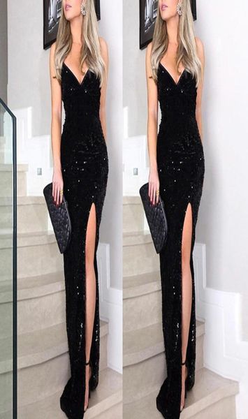 

women deep v sequins wrap ruched sleeveless nightclub party dress robe longue femme ete 2019py7063571, Black;gray
