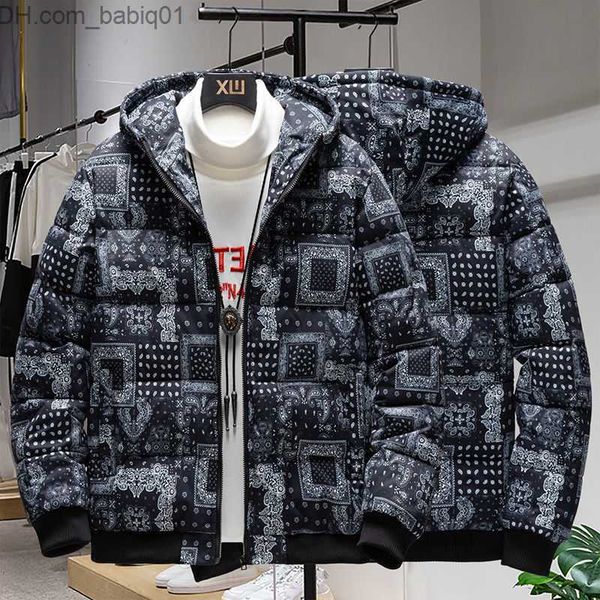 

men's down parkas winter glossy cotton jacket men's coat couple slim cotton tiktok same style down cotton jacket men's trend, Black