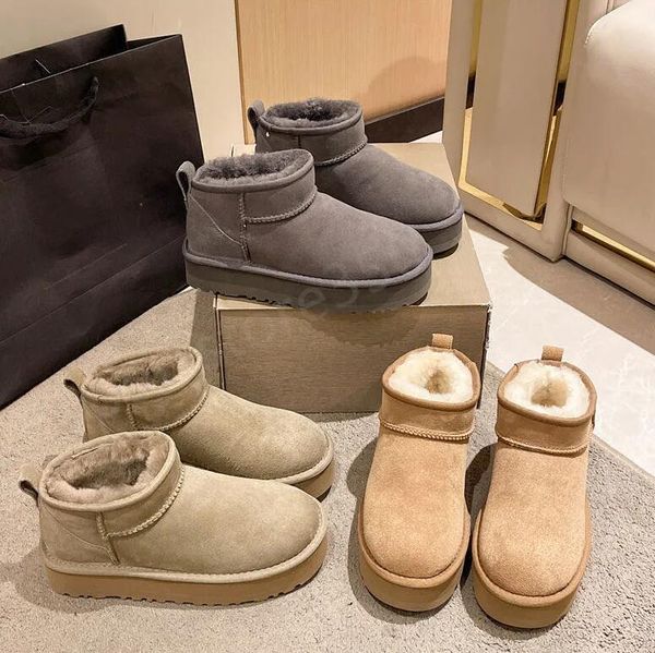 

australia snow boots designer women tazz tasman slippers mini platform boot thick bottom suede wool shoes womens fashion winter warm fur ank, Black