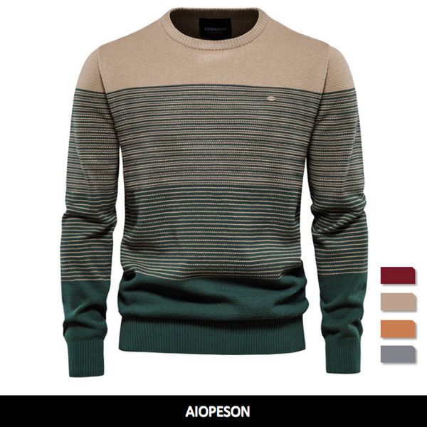 

men's sweaters aiopeson brand cotton sweater men fashion casual o-neck spliced pullovers knitted sweater male winter warm mens sweaters, White;black