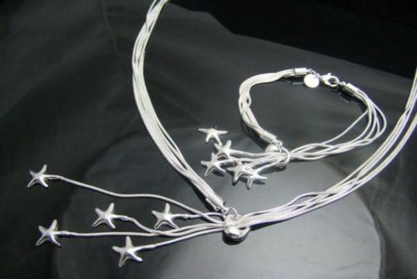 

whole lowest christmas gift 925 silver necklacebracelet set s716704449
