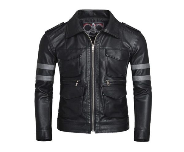 

resident evil vi leon kennedy faux leather jacket0123458974194, Black;brown