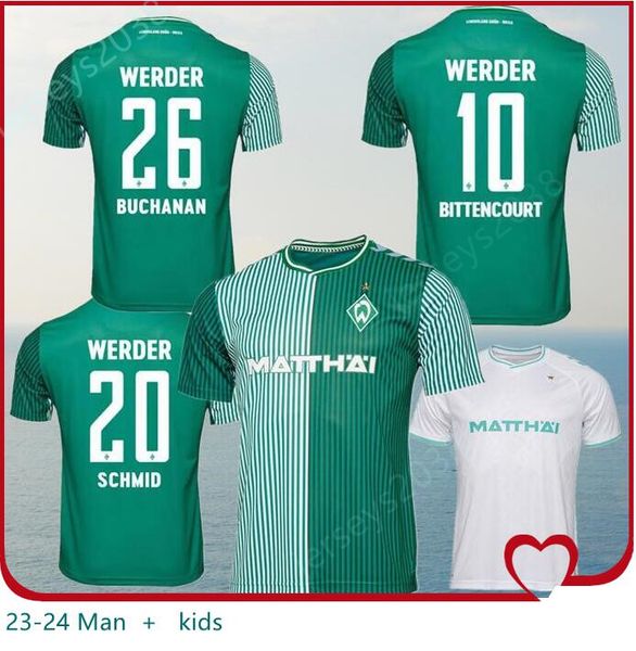 

werder soccer jerseys retro 23/24 home bremen ducksch stark pieper bittencourt fullkrug veljkovic schmidt buchanan keita 2023 2024 men kids, Black;yellow