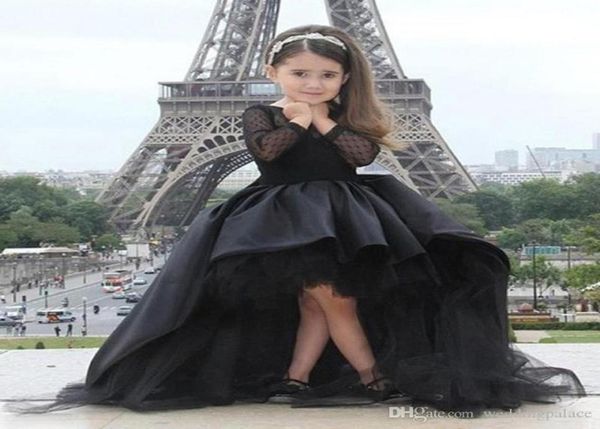 

black pageant dresses for little girls long sleeve hi low flower girl dresses kids prom birthday dresses251651569071868, White;blue