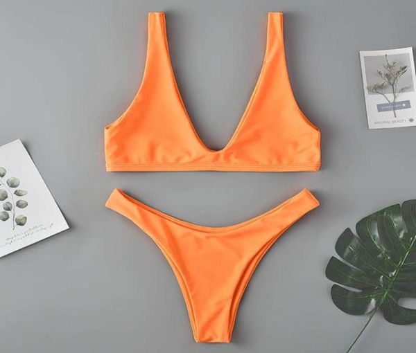 

neon swimsuit push up bathing suit women beach micro bikini red fluorescent green pink deep v biquini swim suits55772003037894, White;black