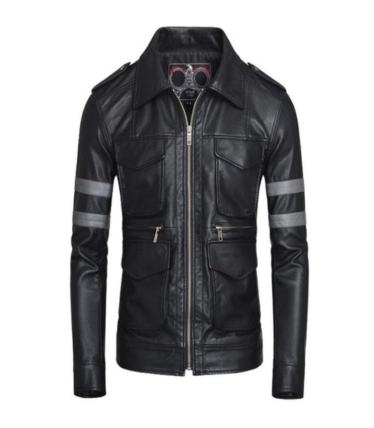 

resident evil vi leon kennedy faux leather jacket0123456107435, Black;brown