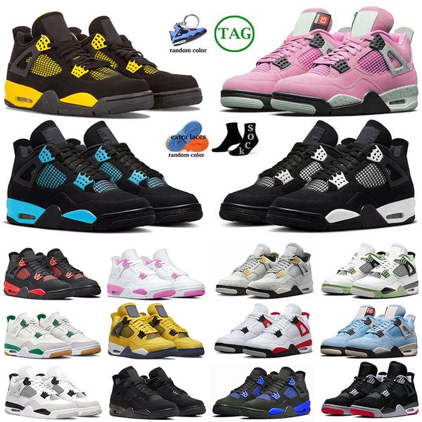 

thunder 4 mens basketball shoes black cat 4s for mens womens sail offs unc pine green cement white oreo bred pure money og jumpman sneakers