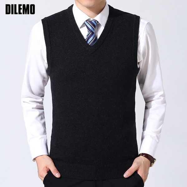 

men's vests fashion brand sweater man pullovers vest slim fit jumpers knitwear sleeveless winter korean style casual clothing men 23080, Black;white