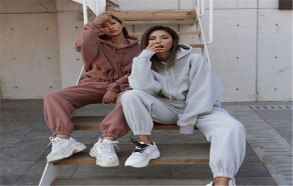 

women039s tracksuits 2021 women two piece set outfits autumn womens tracksuit oversized hoodie and pants casual sport suit wint7828771, Gray