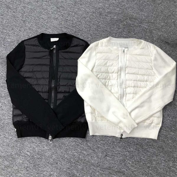 

women jackets designer thin down puffer jacket autumn winter knit fashion cardigan zipper thin-down jacket womens track casual outerwear, Black;brown