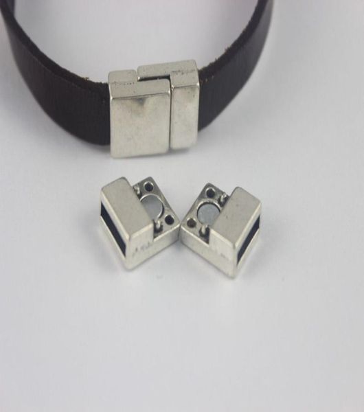 

5 sets 10mm flat antique silver magnetic clasp for flat leather bracelet jewelry accessories6765246